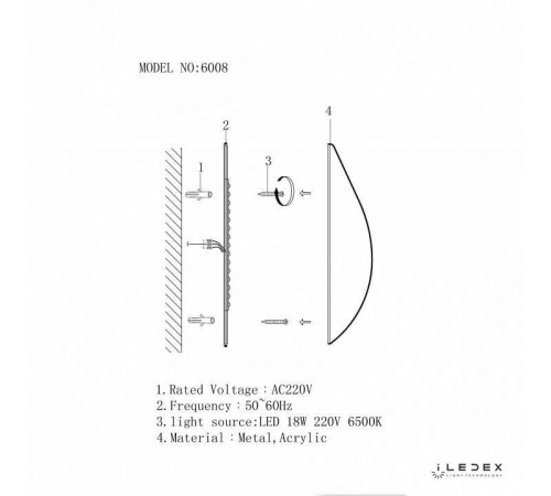 Накладной светильник iLedex Omega 6008W-18W-3000K WH-GL