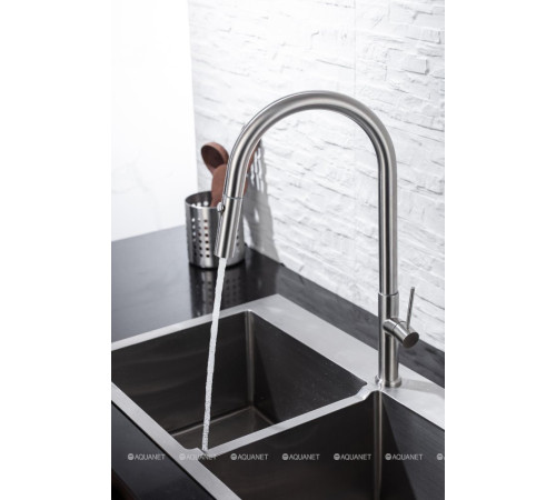 Смеситель для кухни Allen Brau Sprungfeder с вытяжным душем брашированная сталь 5.60002-SS