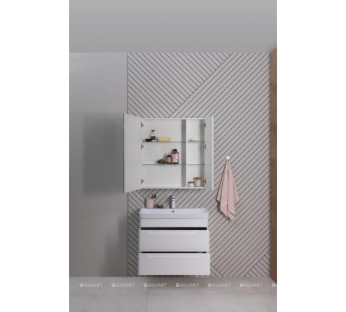 Тумба с раковиной Aquanet София 80 2 ящика белый глянец 00274192