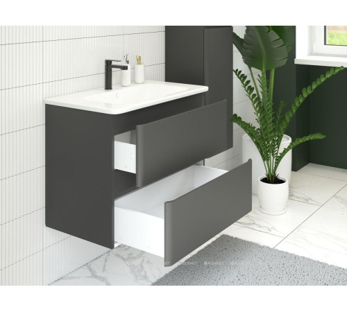 Тумба с раковиной Aquanet Эмбер 50 2 ящика черный матовый раковина Urban 00332506