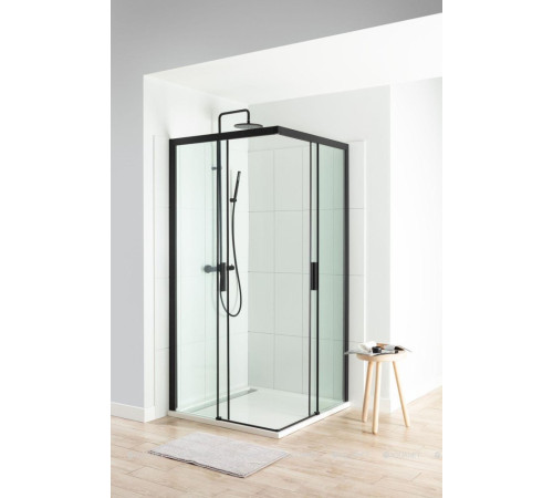 Душевое ограждение Aquanet Pleasure 1000х1000 мм черный матовый AE60-S-100x100U-BT