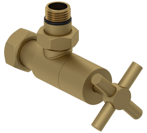 Вентиль регулировки температуры угловой Сунержа Крест G 1/2 HP - G 3/4 НГ золото матовое 032-1408-1234