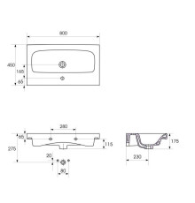 Раковина мебельная Cersanit MODUO 80 1 отверстие S-UM-MOD80/1
