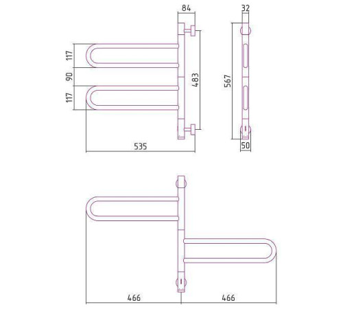 Полотенцесушитель электрический Сунержа Парео 4.0 535x567 мм левый шампань 020-0823-0567