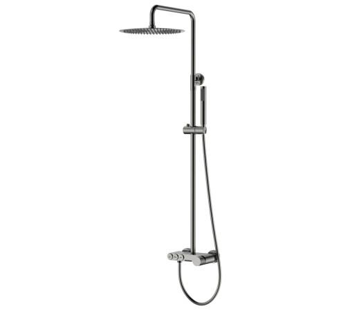 Душевая стойка Boheme Stick Touch со смесителем и верхним душем глянцевый оружейный металл 128-SGM.2