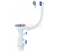 Сифон для мойки Wirquin Элит 1 1/2 х 40 мм чашка 114 мм с отводом круглым и прямоугольным переливом 30987089