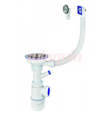 Сифон для мойки Wirquin Элит 1 1/2 х 40 мм чашка 114 мм с отводом круглым и прямоугольным переливом 30987089