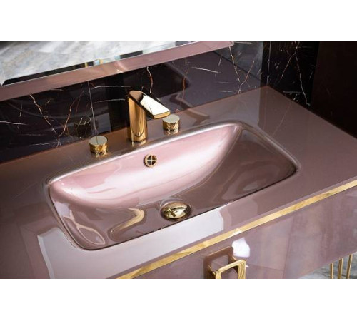 Смеситель для раковины Boheme Venturo врезной на 3 отверстия Diamond золото глянцевое 150-G-DIAMOND