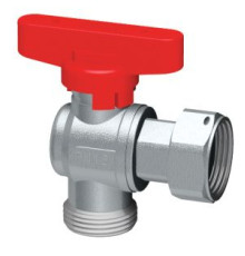 Кран шаровой угловой FAR 3/4 накидная гайка - 3/4 Eurokonus бабочка красная 3098 34RC