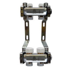 Коллекторный блок Gekon 1 x 3/4 2 выхода из нержавеющей стали с регулирующими клапанами GK 75102