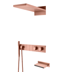 Душевой комплект встраиваемый Boheme Zodiac с термостатом изливом верхним и ручным душем copper brushed 133-2-CB