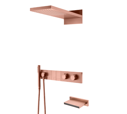 Душевой комплект встраиваемый Boheme Zodiac с термостатом изливом верхним и ручным душем copper brushed 133-2-CB