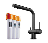 Смеситель для кухни Omoikiri Nagano-GM с фильтром Pure Drop Lite вороненая сталь 4179.8028