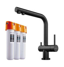 Смеситель для кухни Omoikiri Nagano-GM с фильтром Pure Drop Lite вороненая сталь 4179.8028