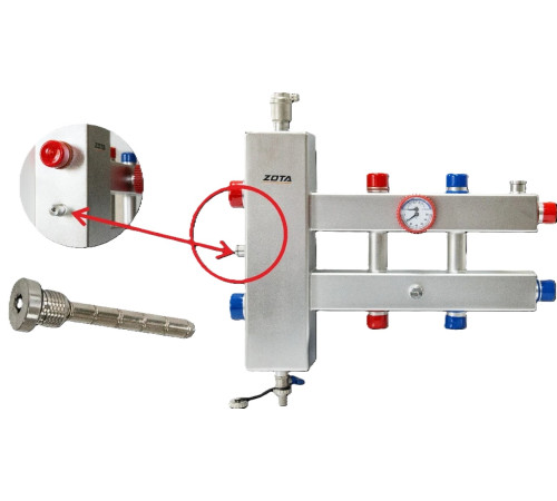 Гидроразделитель из нержавеющей стали с коллектором ZOTA горизонтальный двухсторонний 3 контура GR4930001223