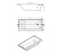 Ванна акриловая прямоугольная Cersanit SMART 170x80 см левая 63350