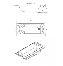 Ванна акриловая прямоугольная Cersanit SMART 170x80 см левая 63350