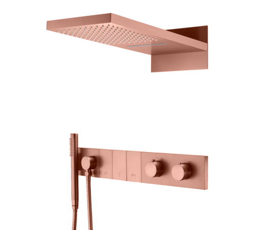 Душевой комплект встраиваемый Boheme Zodiac с термостатом верхним и ручным душем copper brushed 133-CB
