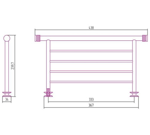 Полка для полотенцесушителя Сунержа прямая 4 перекладины 43.8x24 см матовый белый 30-2012-4370