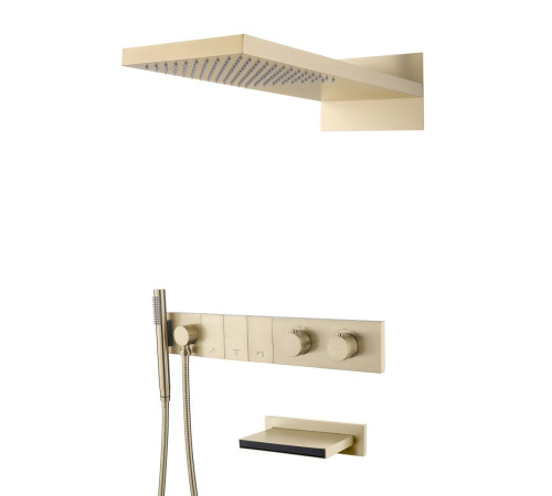 Душевой комплект встраиваемый Boheme Zodiac с термостатом изливом верхним и ручным душем Matt Gold 133-2-MG