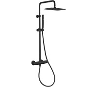 Душевая стойка с верхним душем и термостатом Allen Brau Infinity 3 режима черный матовый 5.21032-31