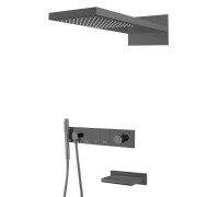 Душевой комплект встраиваемый Boheme Zodiac со смесителем изливом верхним и ручным душем shine gun metal 132-2-SGM