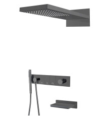 Душевой комплект встраиваемый Boheme Zodiac со смесителем изливом верхним и ручным душем shine gun metal 132-2-SGM