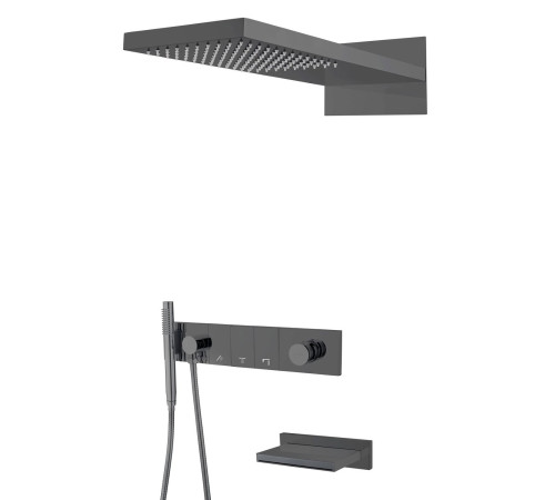 Душевой комплект встраиваемый Boheme Zodiac со смесителем изливом верхним и ручным душем shine gun metal 132-2-SGM