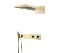 Душевой комплект встраиваемый Boheme Zodiac с термостатом верхним и ручным душем gold 133-G