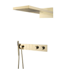 Душевой комплект встраиваемый Boheme Zodiac с термостатом верхним и ручным душем gold 133-G