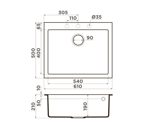Кухонная мойка Omoikiri Bosen 61A-GR Artceramic 61 x 50 см leningrad grey 4993825