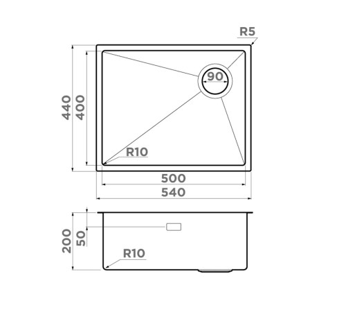 Кухонная мойка OMOIKIRI Taki 54-U/IF Side SF-GB 54x44 см графит 4997036