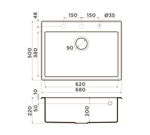 Кухонная мойка OMOIKIRI Taki 54-U/IF-GB 54x44 см графит 4997019