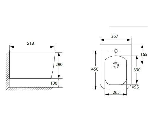 Биде подвесное Allen Brau Liberty 36.7x51.8x29 см черный 4.33010.31