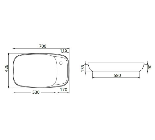 Раковина-чаша Allen Brau Liberty 70x42.6x13.5 см с 1 отверстием антрацит 4.32012.AN