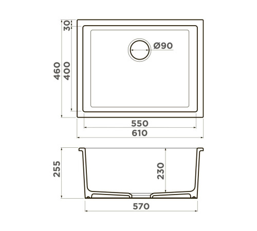 Кухонная мойка Omoikiri Okinoshima 61-U/I-WH Glossy Natceramic 61x46 см белый 4993256