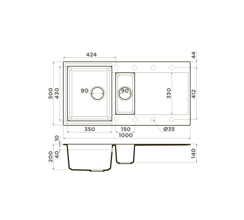 Кухонная мойка Omoikiri Omi 49-U/I-LG светлое золото 49x44 см 4993301
