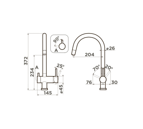 Смеситель для кухни Omoikiri Yamada-GB с подключением фильтра графит 4994361