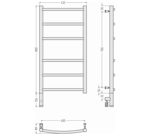 Полотенцесушитель электрический Сунержа Галант 3.0 432x924 мм левый матовое золото 032-5800-8040