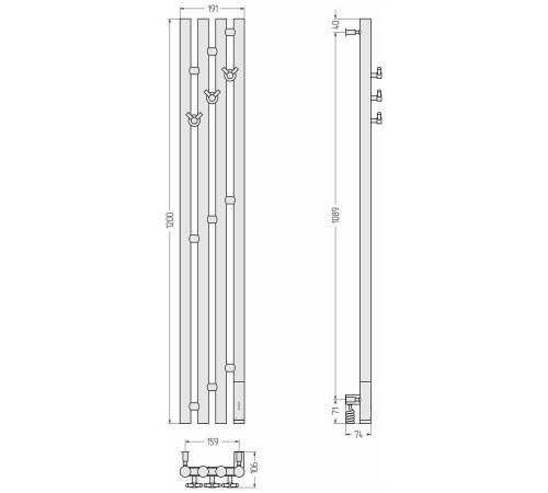 Полотенцесушитель электрический Сунержа Кантата 3.0 19.1x120 см правый золото 03-5847-1216