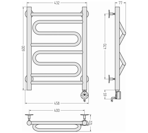 Полотенцесушитель электрический Стилье Формат 22 45.8x66.5 см без покрытия 00522-6040