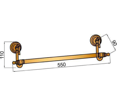 Полотенцедержатель Boheme Medici 55 см подвесной бронза 10602