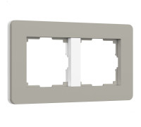 Рамка из поликарбоната на 2 поста Split дымчатый/белый, soft-touch W0023067