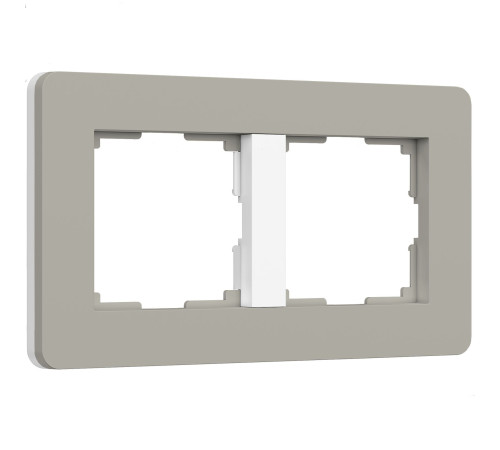 Рамка из поликарбоната на 2 поста Split дымчатый/белый, soft-touch W0023067