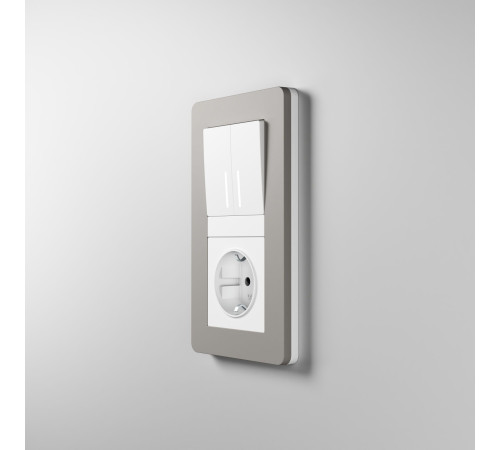 Рамка из поликарбоната на 2 поста Split дымчатый/белый, soft-touch W0023067