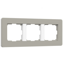 Рамка из поликарбоната на 3 поста Split дымчатый/белый, soft-touch W0033067