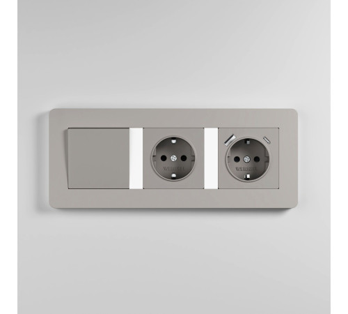 Рамка из поликарбоната на 3 поста Split дымчатый/белый, soft-touch W0033067