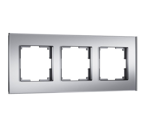 Рамка из стекла на 3 поста Senso серебряный soft-touch W0033106