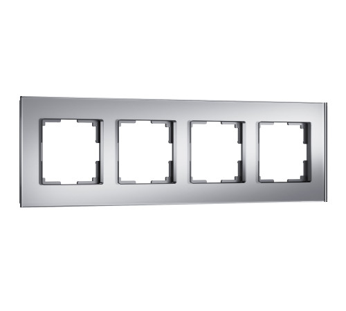 Рамка из стекла на 4 поста Senso серебряный soft-touch W0043106