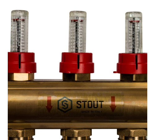 Коллектор распределительный латунный с расходомерами STOUT 5 выходов SMB 0473 000005